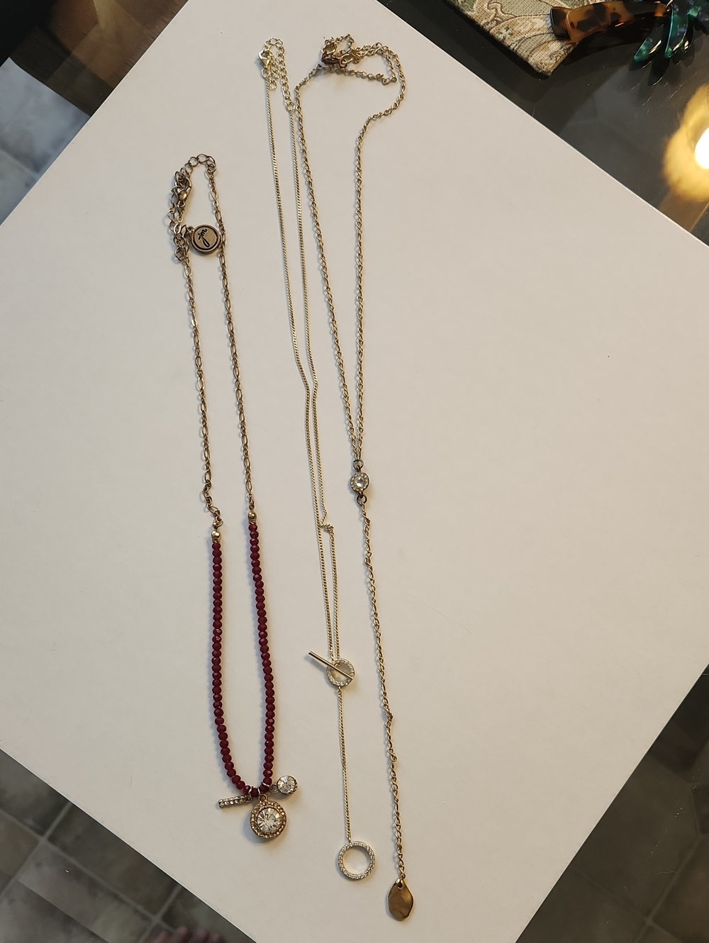 Gold Tone Lanyard, Long Necklace Set Of 3